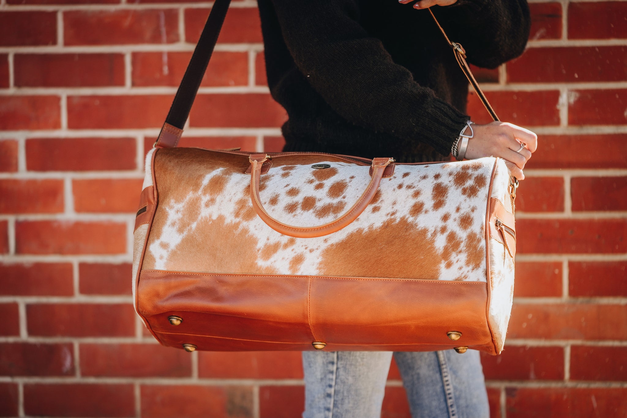 Cowhide leather duffle bag online